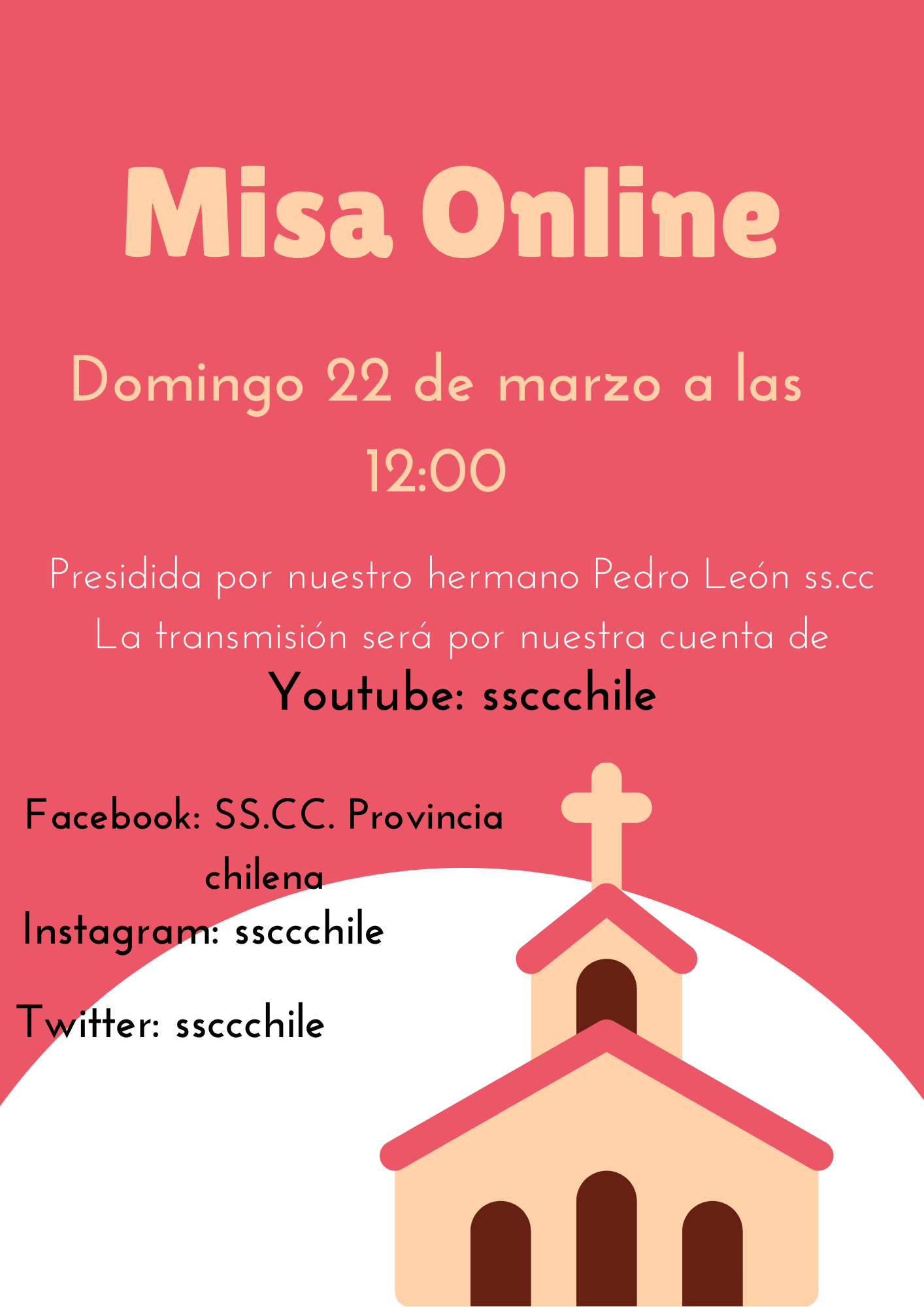 Invitación Misas Online SS.CC Domingo 22 De Marzo | SS.CC. Chile